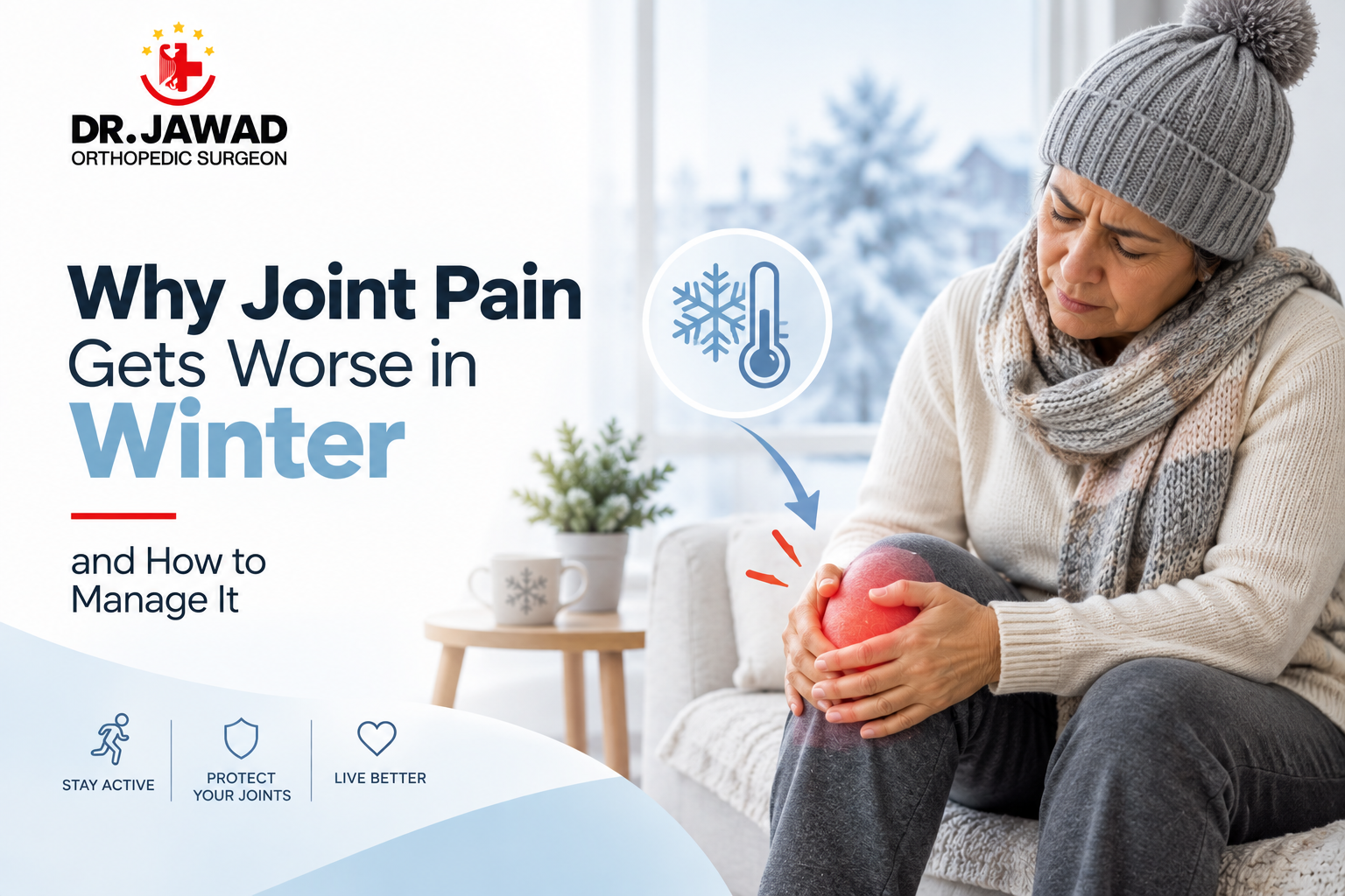 Joint pain worsening in winter causing stiffness and aching in knees hips and hands from cold weather