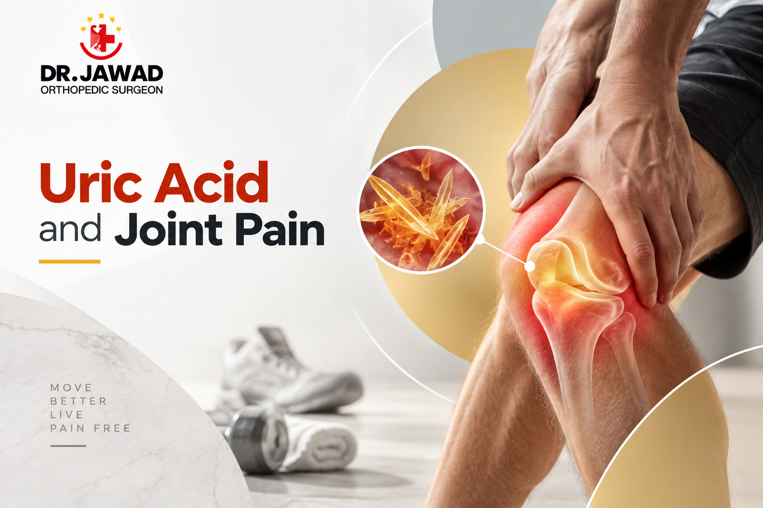 Uric acid joint pain causing sudden severe pain in big toe ankle and knee from gout attacks